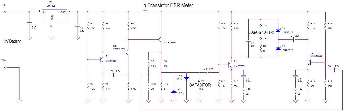  простой аналоговый ESR метр схема