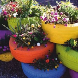 Innovative tire flower beds